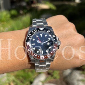 Custom Made MODS Watch with GMT Automatic Movement Silver Case Brown Black White